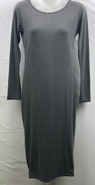 Nice Collection Dress Women Sz S/M Gray Midi Bodycon Scoop Neck Stretch Viscose